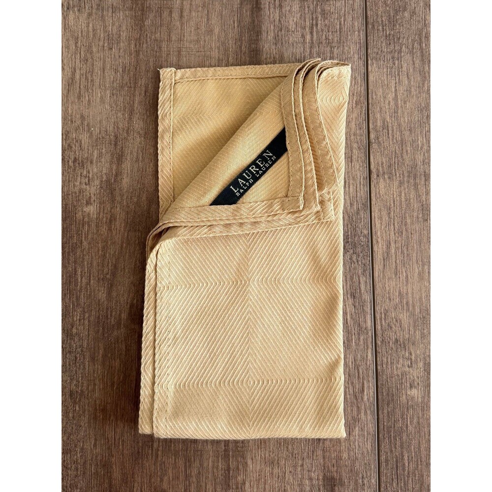 Lauren Ralph Lauren Gold Herringbone Cloth Dinner Napkin Monogrammed Letter K